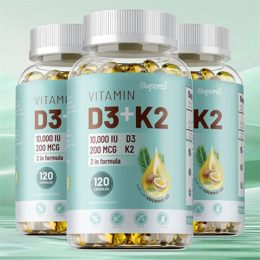Vitamin D3 + K2 Dietary Supplement for Adults - 30/60/120 Capsules
