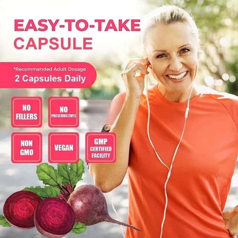 Beet Root Capsules Dietary Supplement, 30/60/120 Count