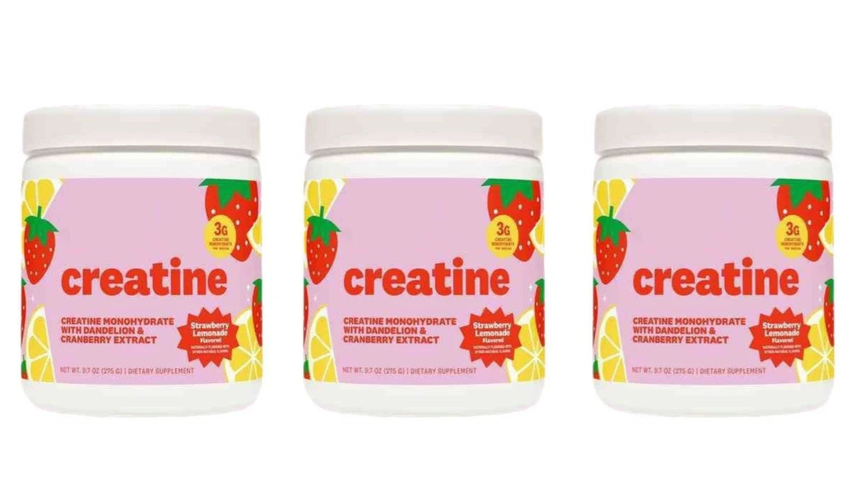 Creatine Monohydrate Powder 3000mg with Folate, Strawberry Lemonade Flavor, 275g