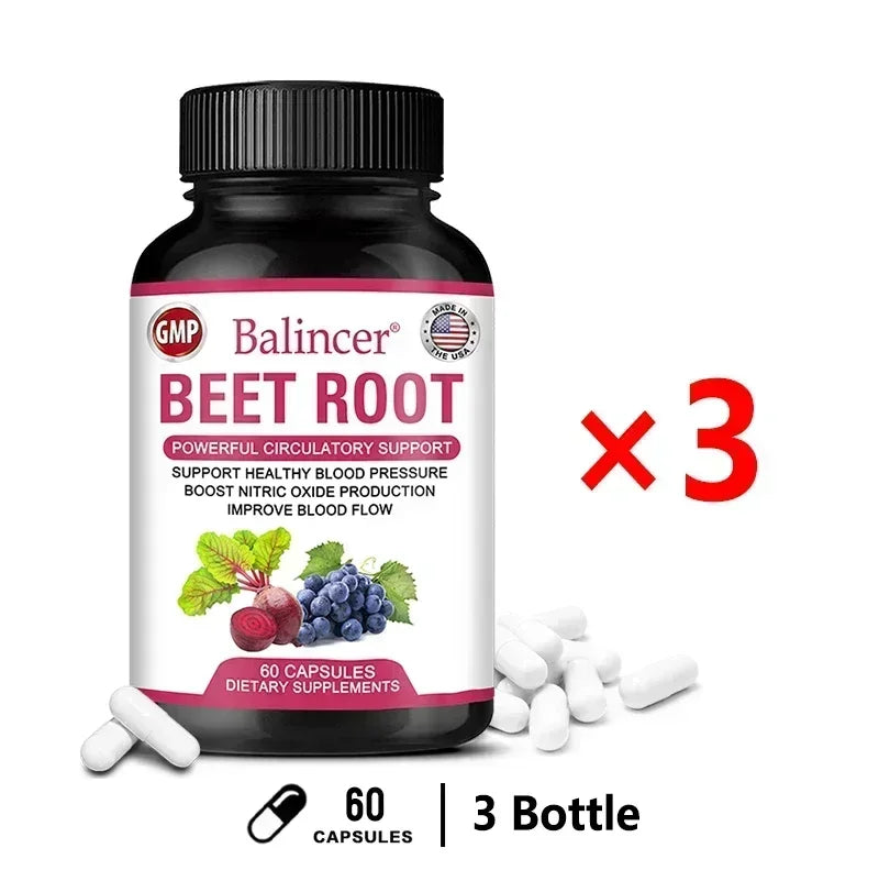 Beet Root Capsules Dietary Supplement, 30/60/120 Count