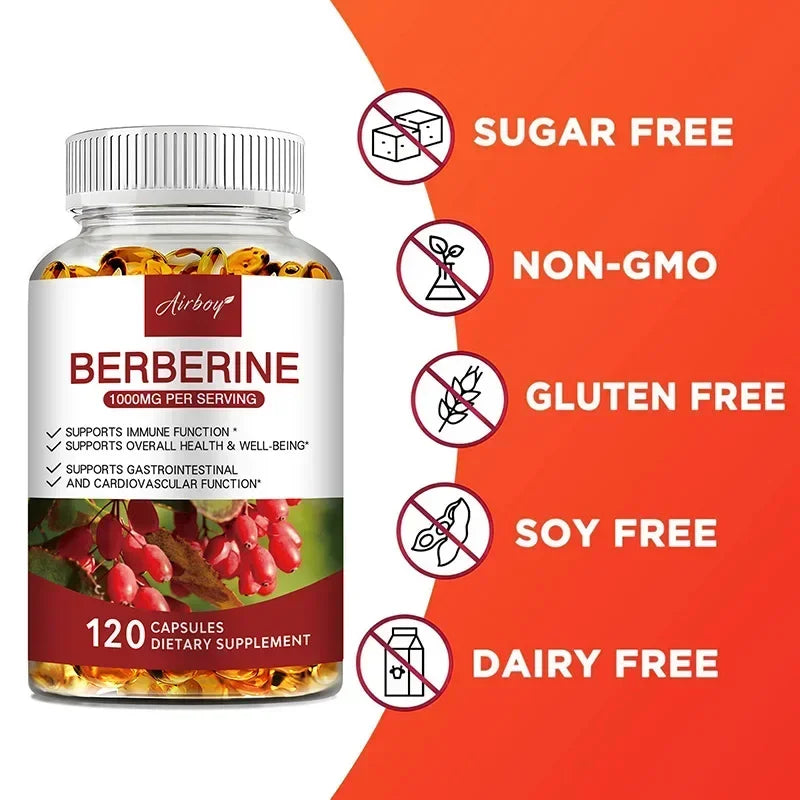 Berberine HCl Dietary Supplement for Adults - 30/60/120 Capsules
