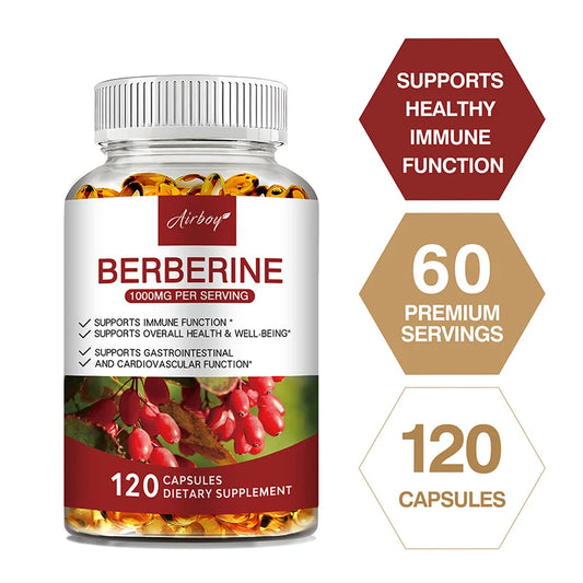 Berberine HCl Dietary Supplement for Adults - 30/60/120 Capsules