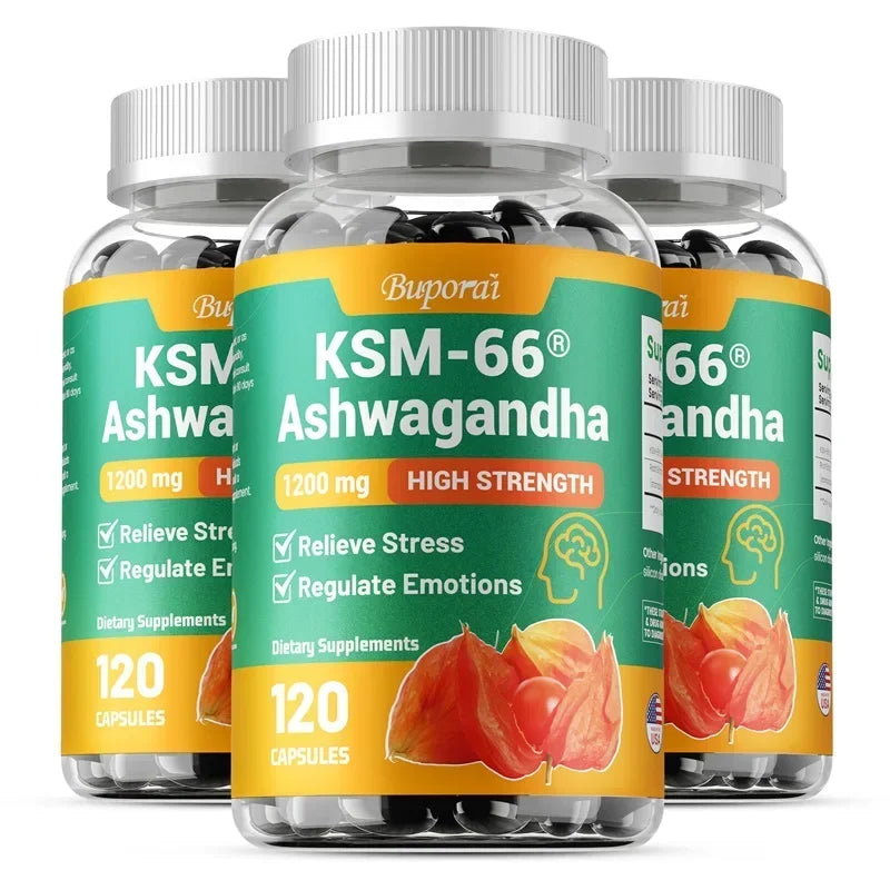 KSM-66 Ashwagandha Extract Dietary Supplement Capsules