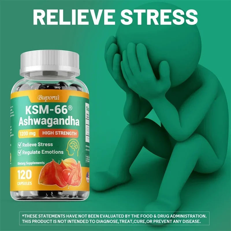 KSM-66 Ashwagandha Extract Dietary Supplement Capsules