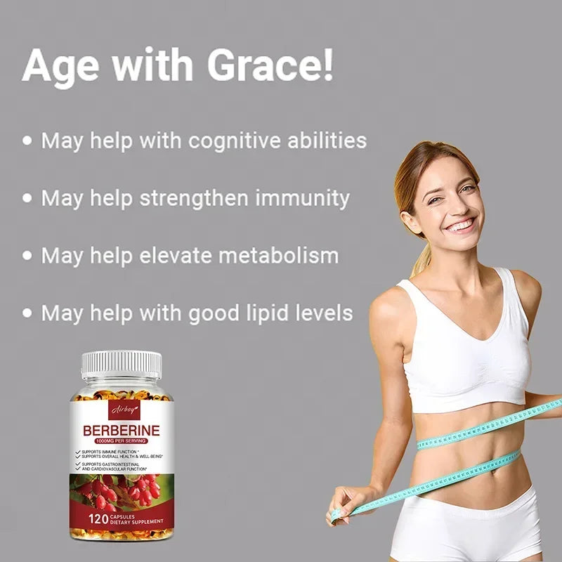 Berberine HCl Dietary Supplement for Adults - 30/60/120 Capsules