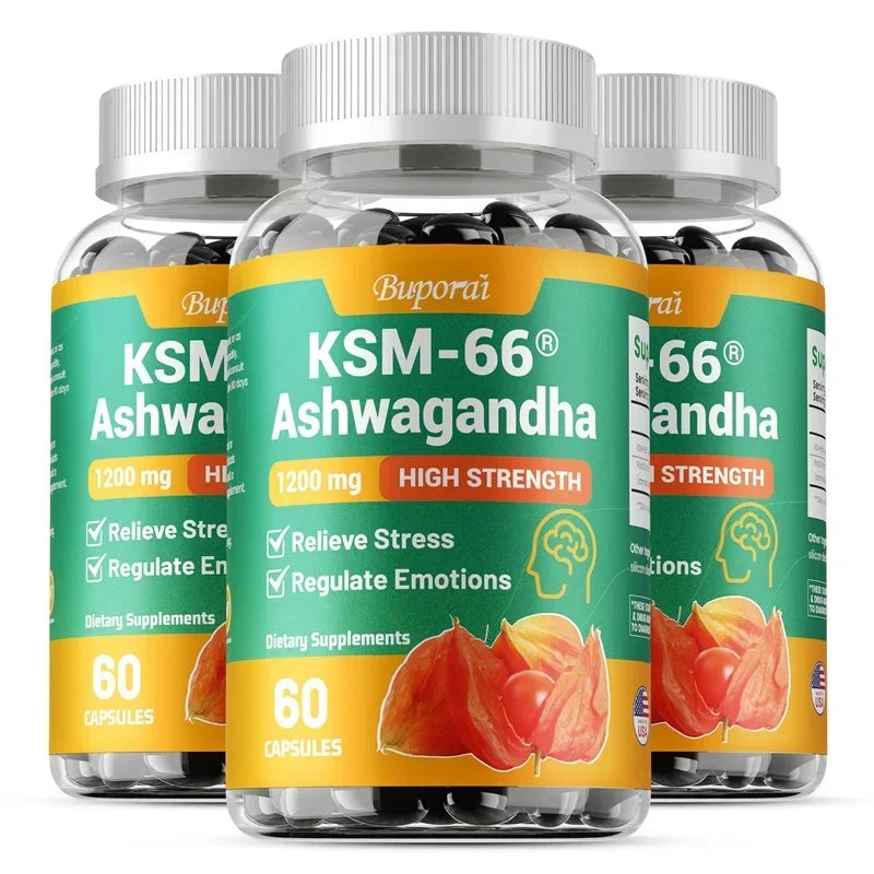 KSM-66 Ashwagandha Extract Dietary Supplement Capsules