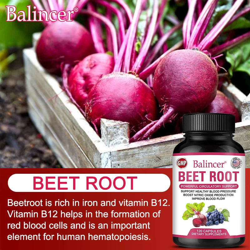 Beet Root Capsules Dietary Supplement, 30/60/120 Count