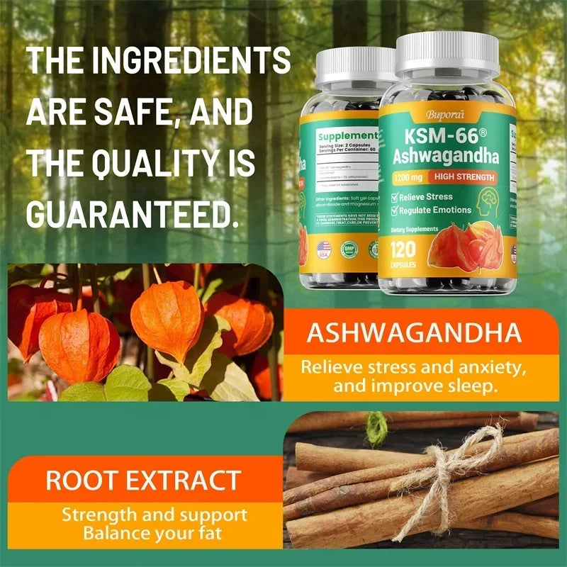 KSM-66 Ashwagandha Extract Dietary Supplement Capsules